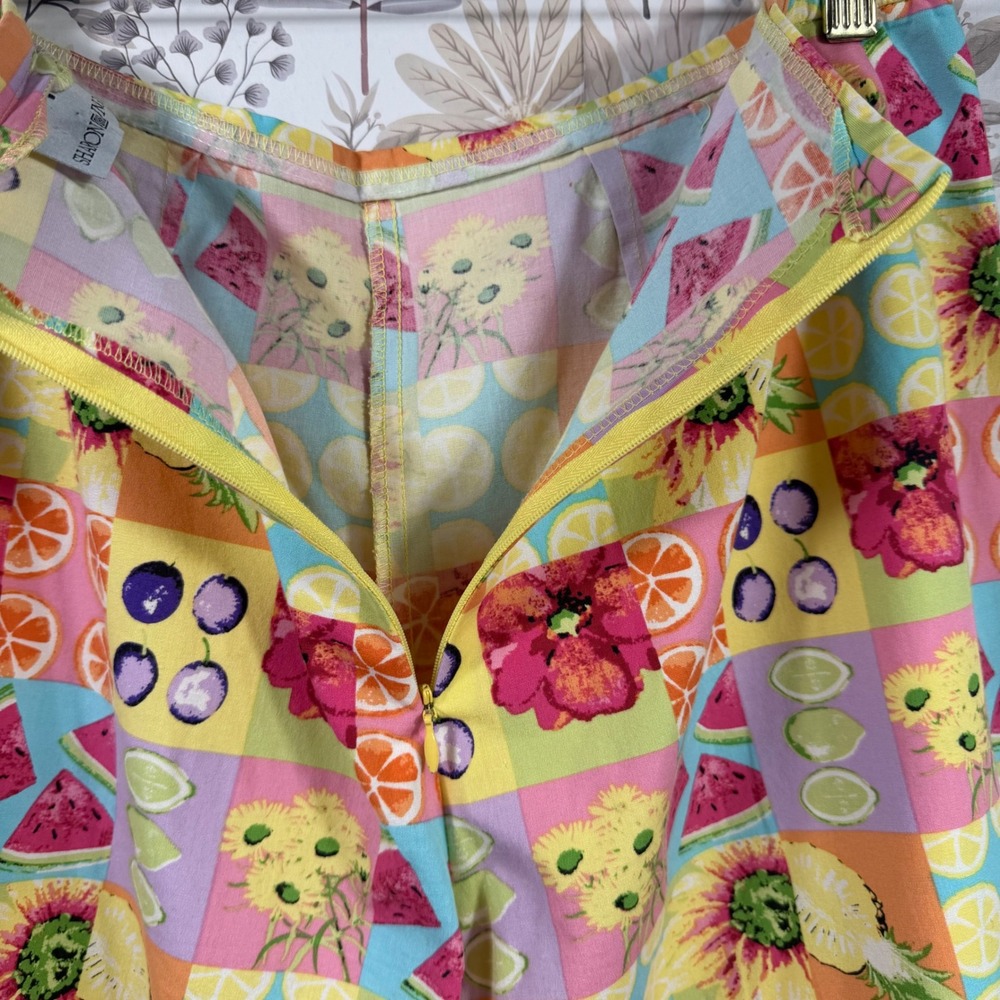 Sharon Young Vintage Fruit Floral Patchwork Print Straight Leg Pants Multicolor - Picture 7 of 8